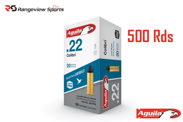 Aguila Colibri 22 LR Rimfire Ammo, 20Gr - 500Rds - Rangeview Sports Canada